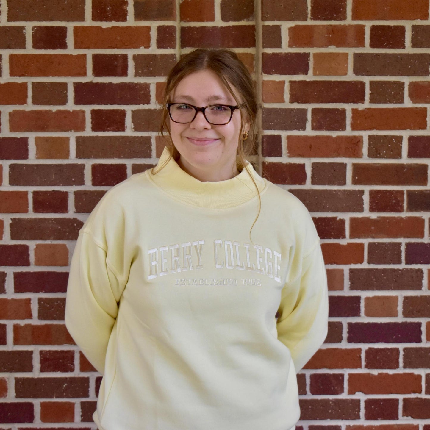 Ladies FreedomWear Butter Yellow Mock Crew Neck