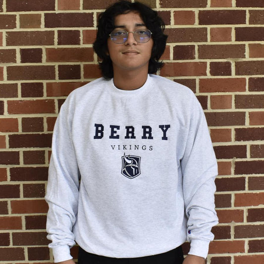Gray Viking Head Champion Crewneck
