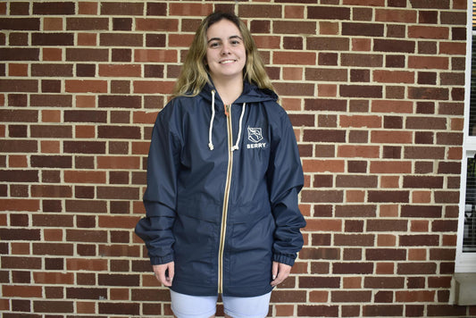 Navy Vintage Hooded Rain Jacket