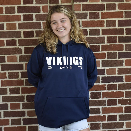 Navy Nike Vikings Berry College EST 1902 Therma PO Hoodie