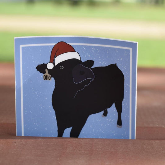 Christmas Cow Sticker