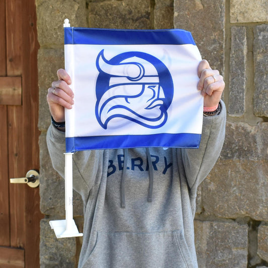 Car Flag - White with Blue Viking Head
