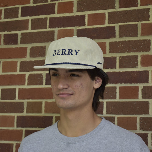 White Corduroy Hat w "Berry"