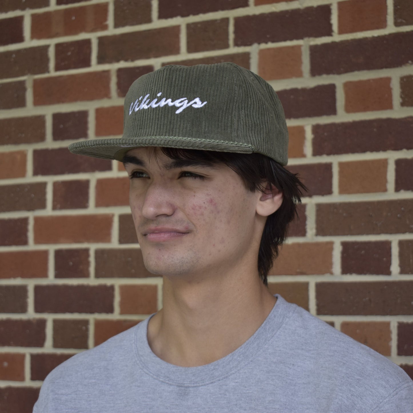 Green Corduroy Hat w "Vikings"