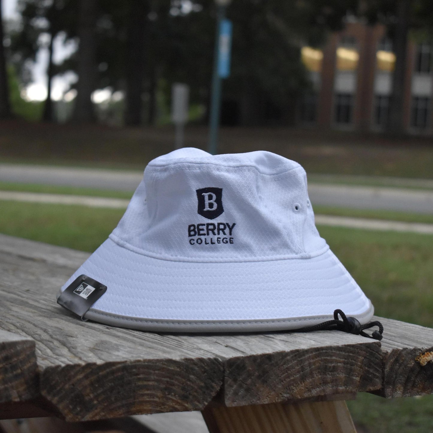 New Era White Bucket Hat BC Stacked