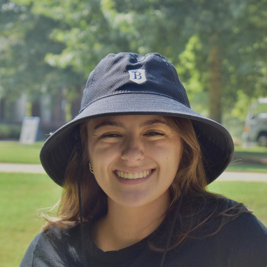 New Era Navy Bucket Hat with shield