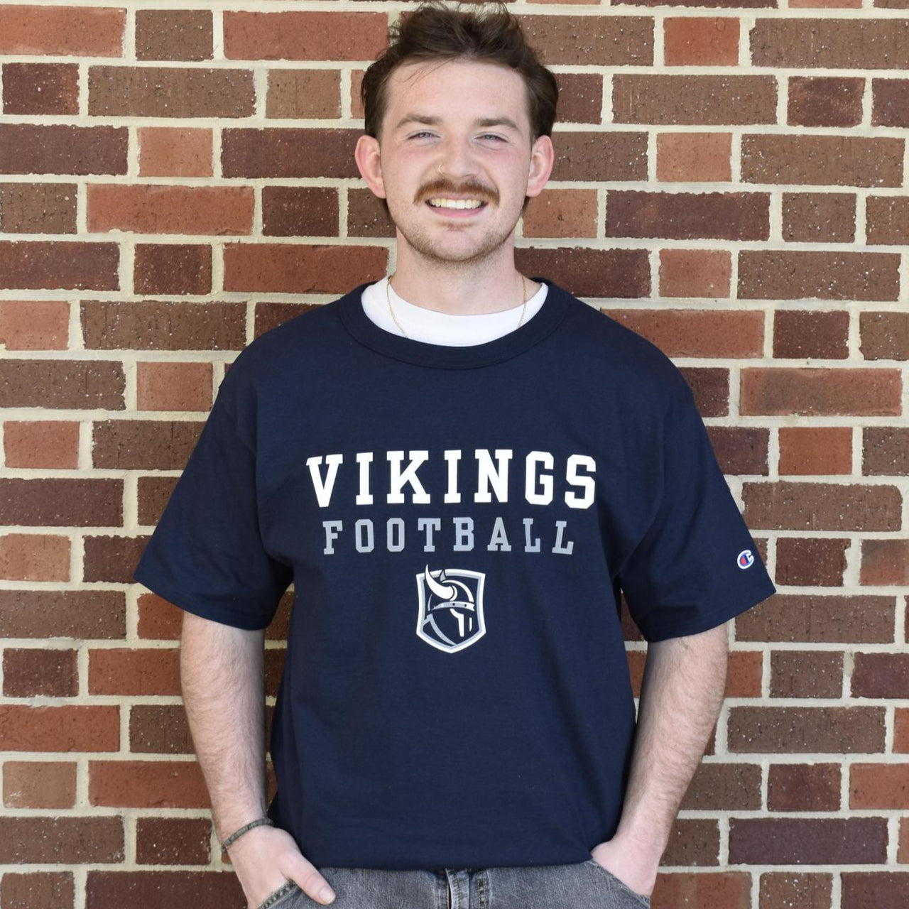 Champion Navy Football Tee w/ New VH