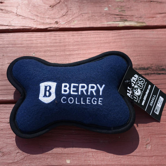 Navy Plush Dog Bone Toy - Small