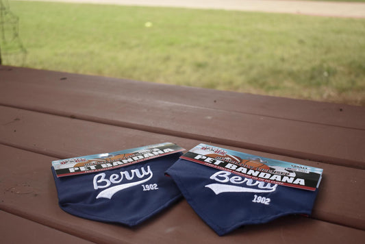 Navy Embroidered Berry Dog Bandana