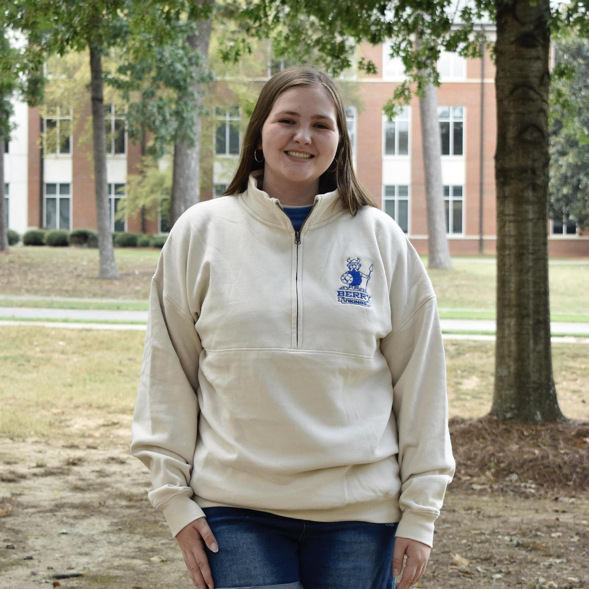 Tan Vintage Viking Head 1/4 Zip