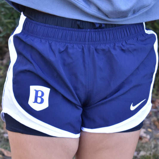 Womens Dry Fit Tempo Short White Shield Navy