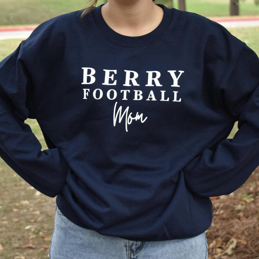 Gildan Navy Berry Football Mom Crewneck