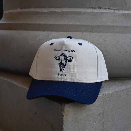 White and Navy Cow Cap