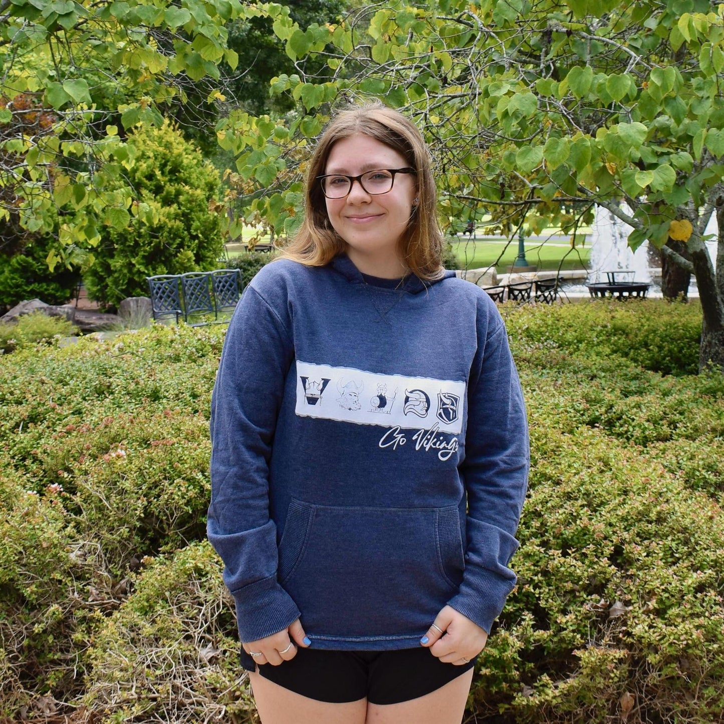 Navy Berry Logos Wash Hoodie