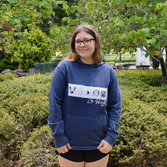 Navy Berry Logos Wash Hoodie