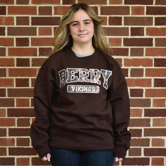 Brown Berry Vikings Camo Crewneck