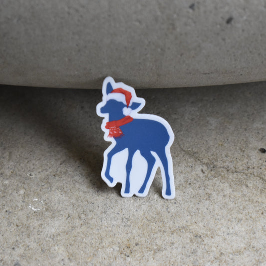 Blue Christmas Deer Sticker