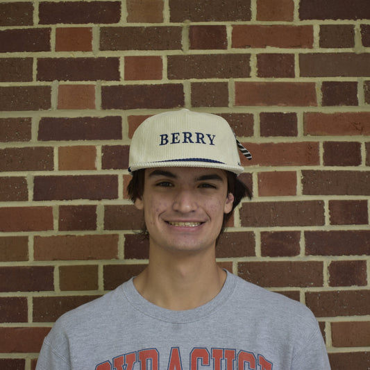 White Corduroy Hat w "Berry"