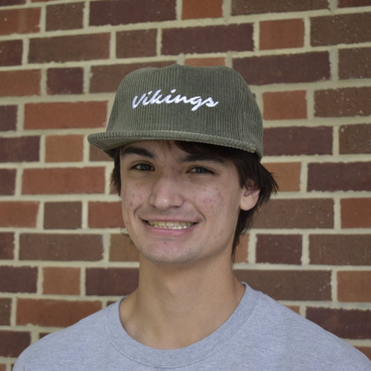 Green Corduroy Hat w "Vikings"