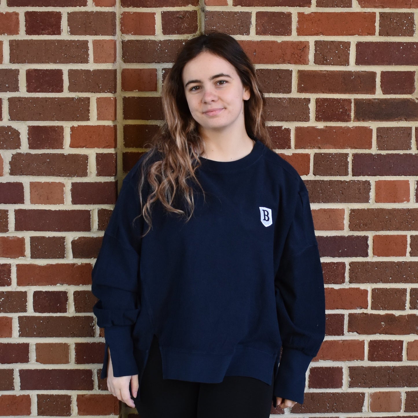 Charles River Navy Camden spliced crewneck w/ chest logo