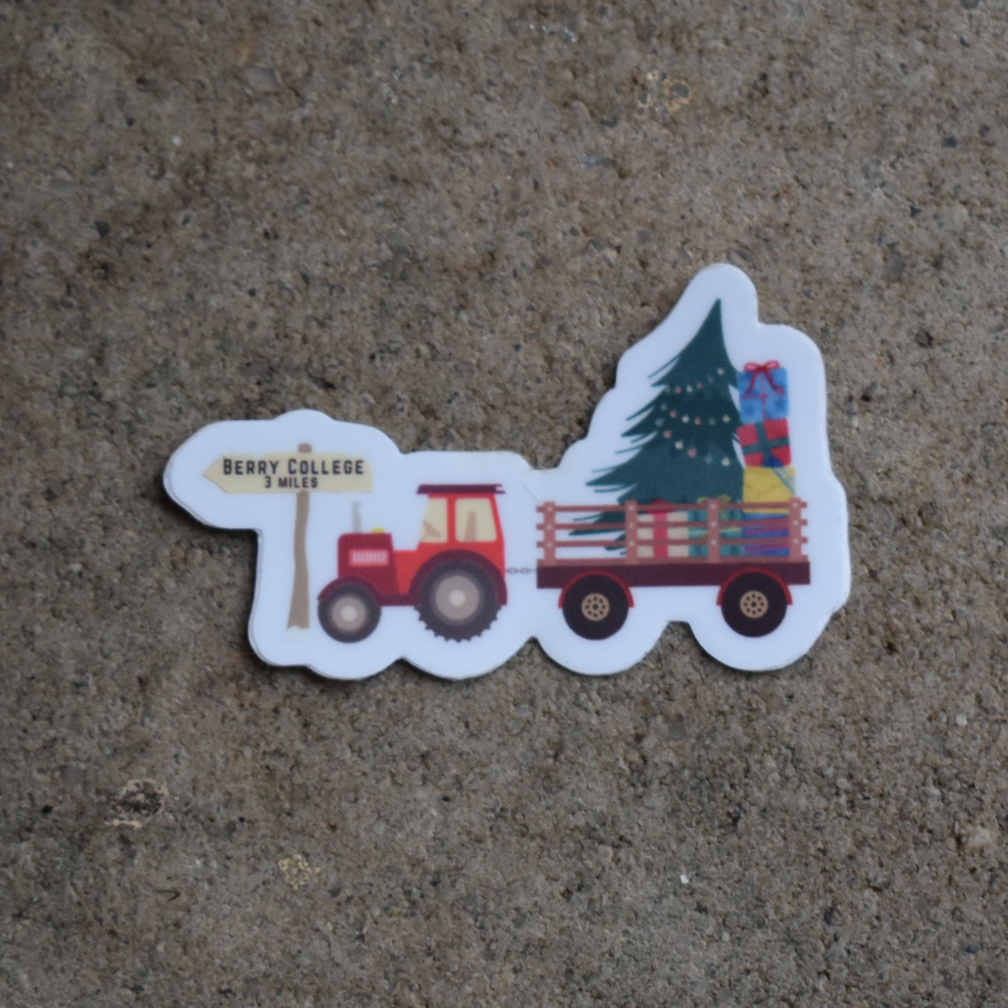 Christmas Tractor Sticker