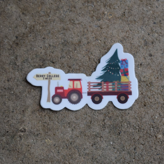 Christmas Tractor Sticker