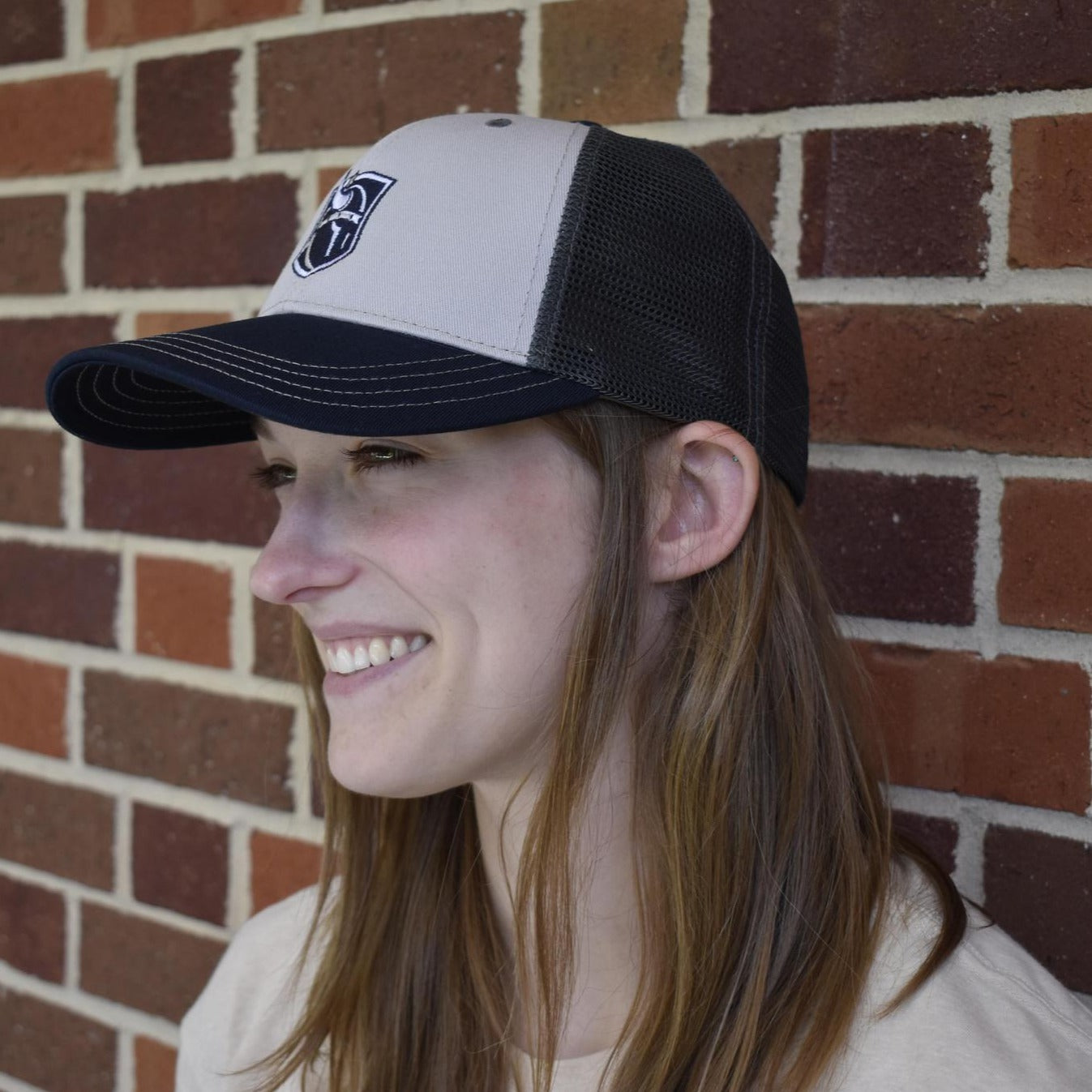 District Navy/Charcoal Viking Head Mesh Cap