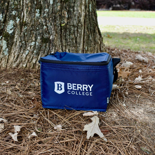 Navy can cooler with Berry College and sheild