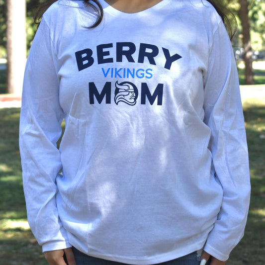 Gildan White Berry Vikings Mom LS Tee