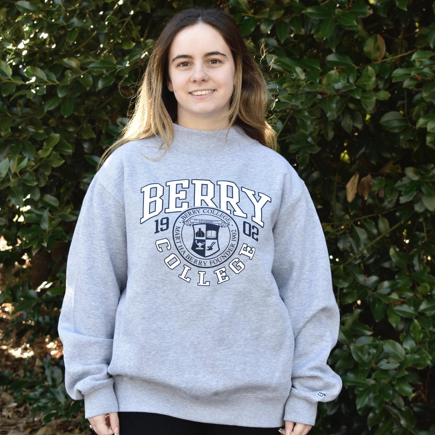 Berry College Heather Gray Mock Neck