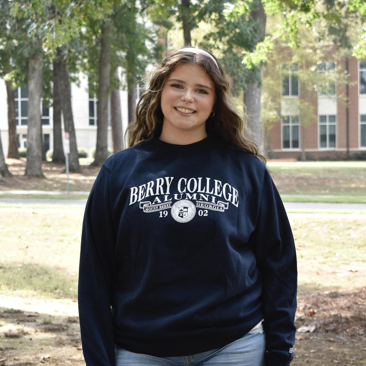 Navy Alumni Mock Neck with Banner and Seal