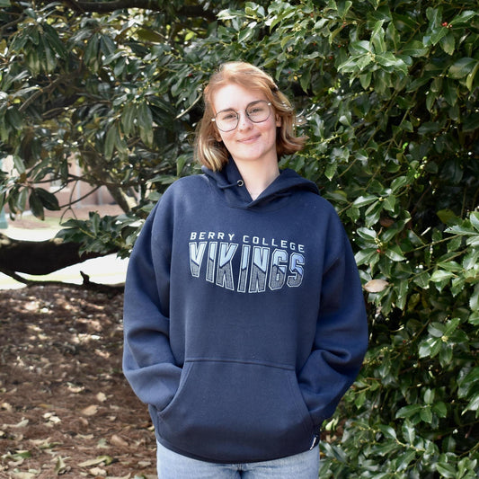 Navy Magpie Embroidered Vikings Hoodie