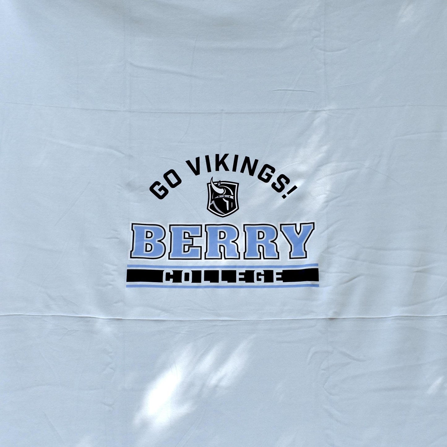 Blanket with BERRY COLLEGE graphic and logo. Also says Go Vikings!