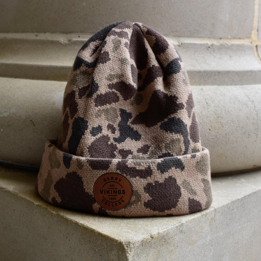 Camo Beanie with Leather Patch